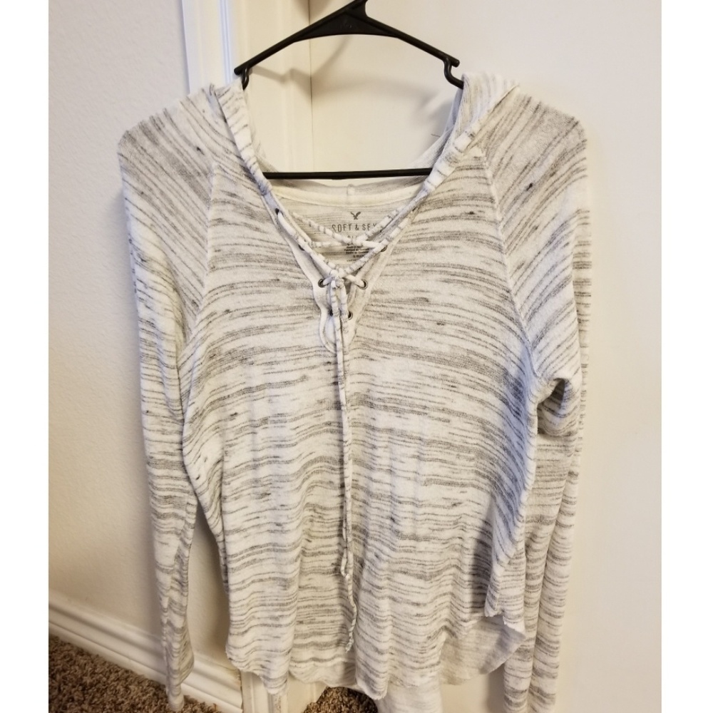 American eagle lightweight lace up sweater